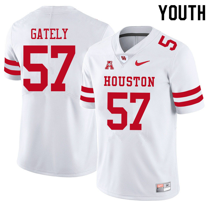 Youth #57 Gavin Gately Houston Cougars College Football Jerseys Sale-White